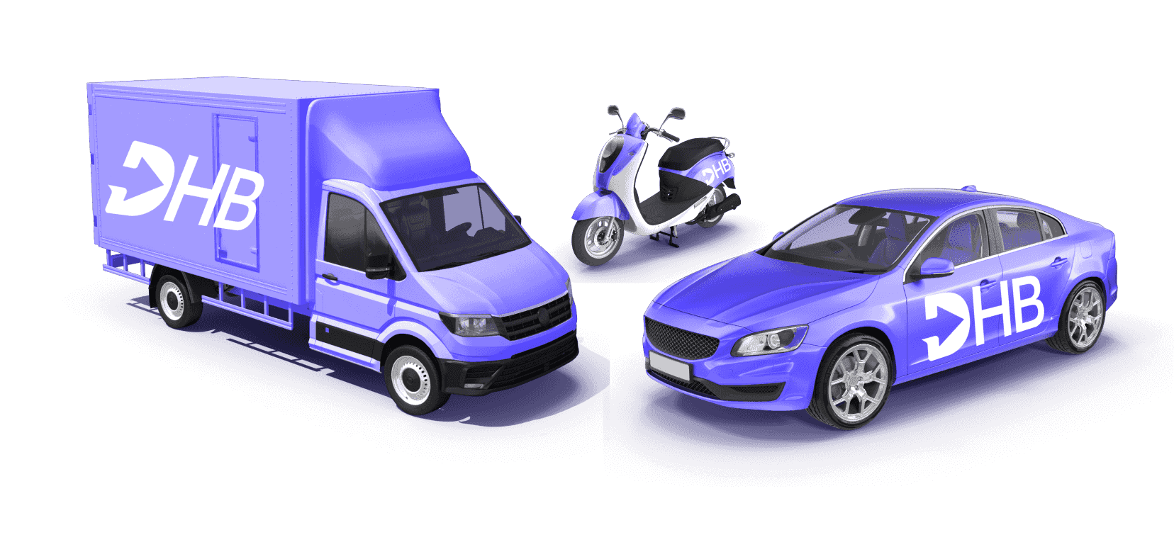 DHBahrain delivery cars parked and ready for service.